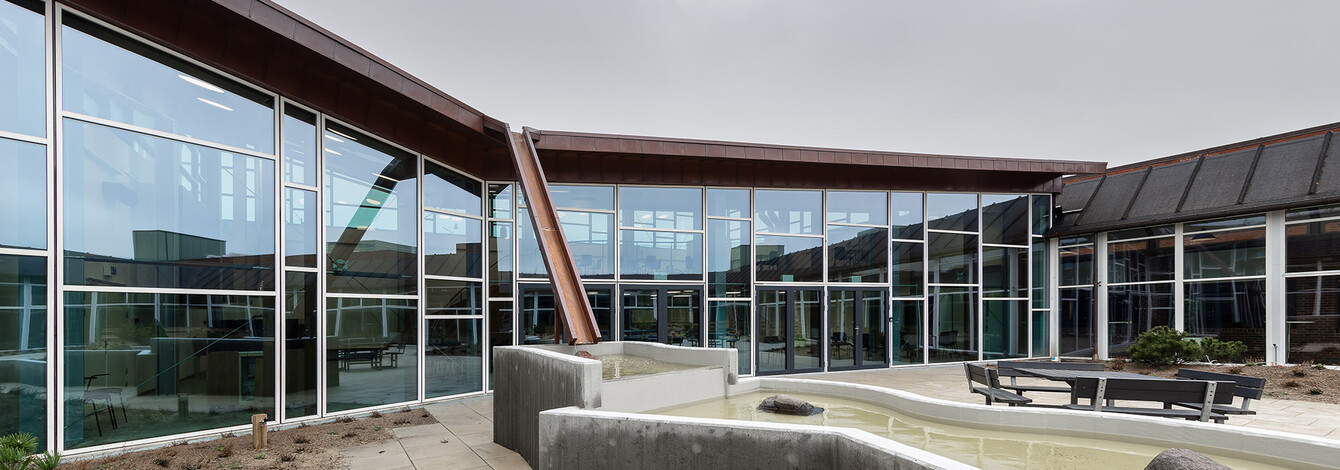 Billede af det nye atrium ved Nordsøen Forskerpark set udefra